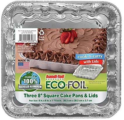 Handi-Foil Square Cake Foil Pan w/ Lid 3ct