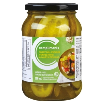 Compliments Tangy Dill Pickle Sandwich Slices 500ml