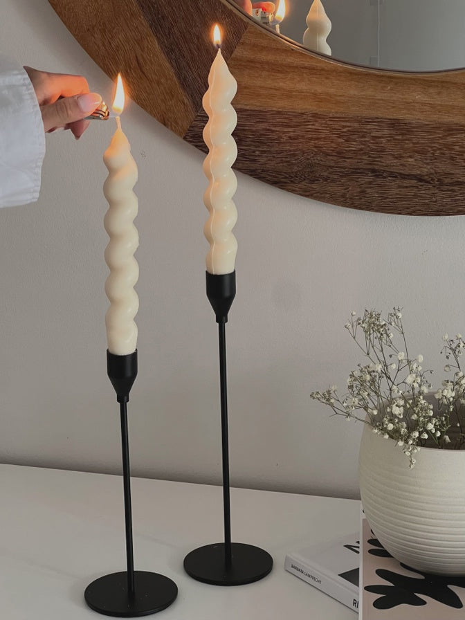 Twisted Taper Candle, Cream
