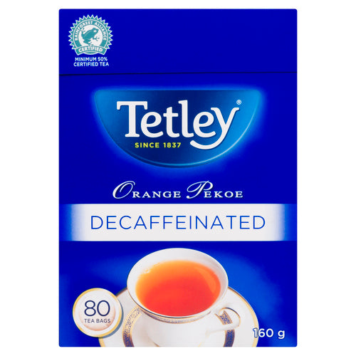 Tetley Orange Pekoe Decaffeinated Tea 80ct 160g