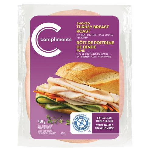 Compliments Extra Lean Thinly Sliced Smoked Turkey Breast 400 g