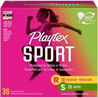 *Playtex Sport 18 Super + 18 Regular Tampons 36ct