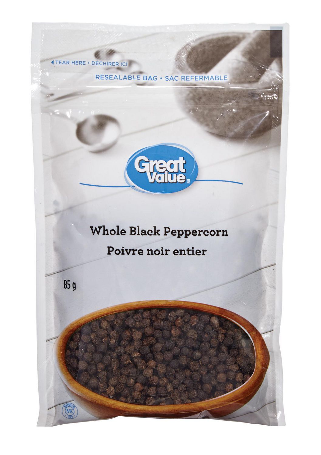 Great Value Whole Black Peppercorn 85g