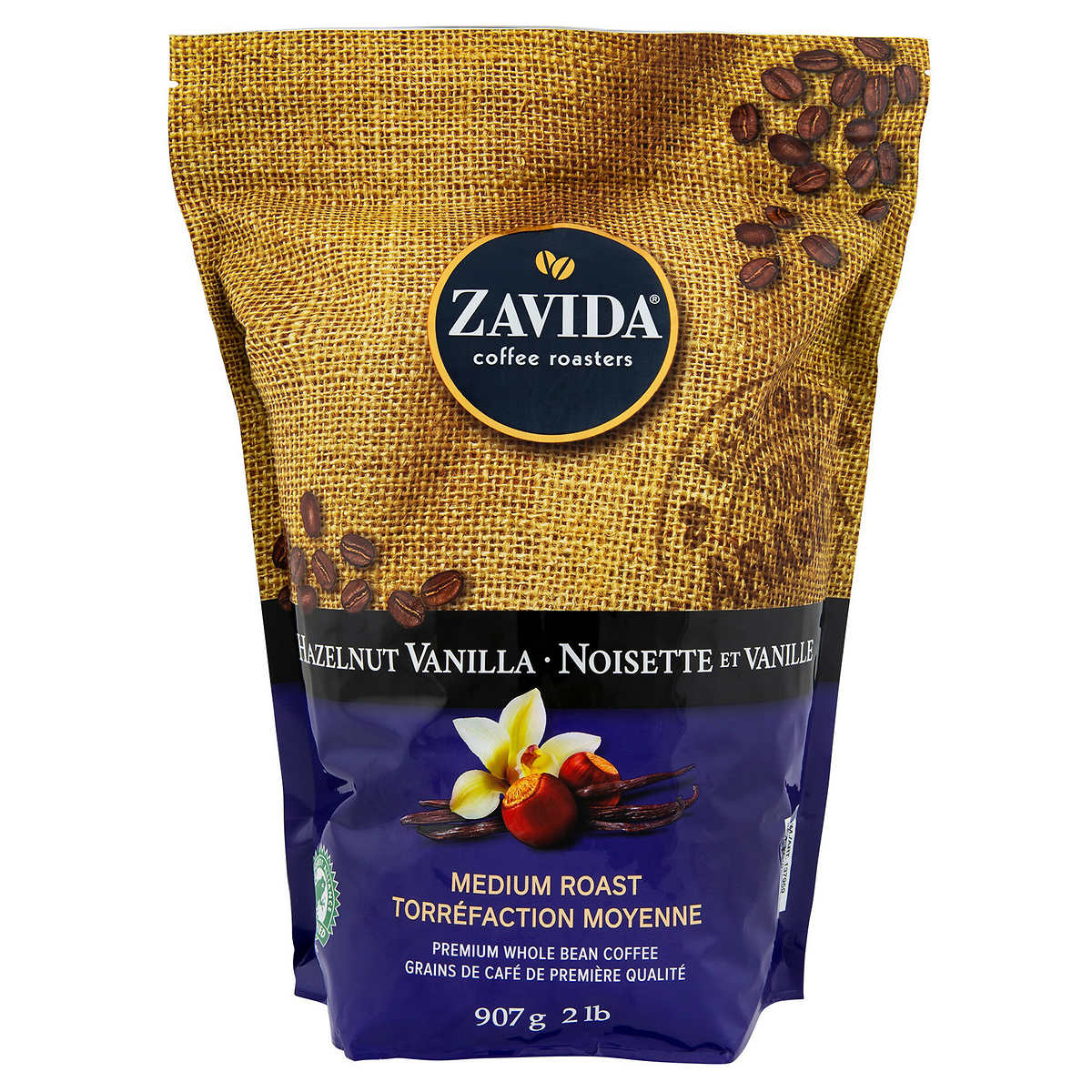 Zavida Hazelnut Vanilla Premium Whole Bean Coffee 907g